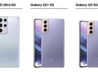 Galaxy S21シリーズ3機種のサイズ比較画像