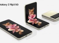 Galaxy Z Flip3 5Gが開閉しているデザイン画像